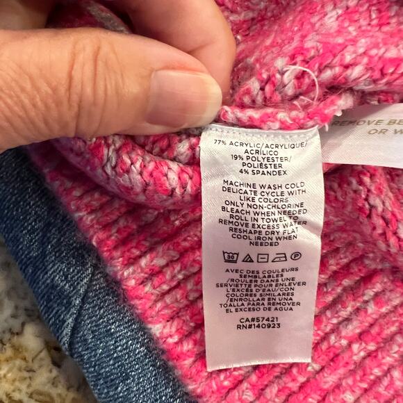 NWT LOFT Lou & Grey Pink/Gold/Grey Multi Striped Crewneck Sweater - Picture 9 of 9